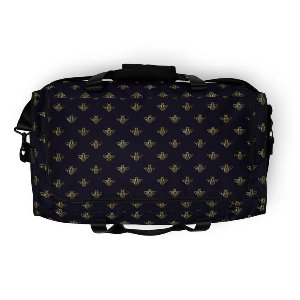 Golden Bumble Bee Black Duffel Bag