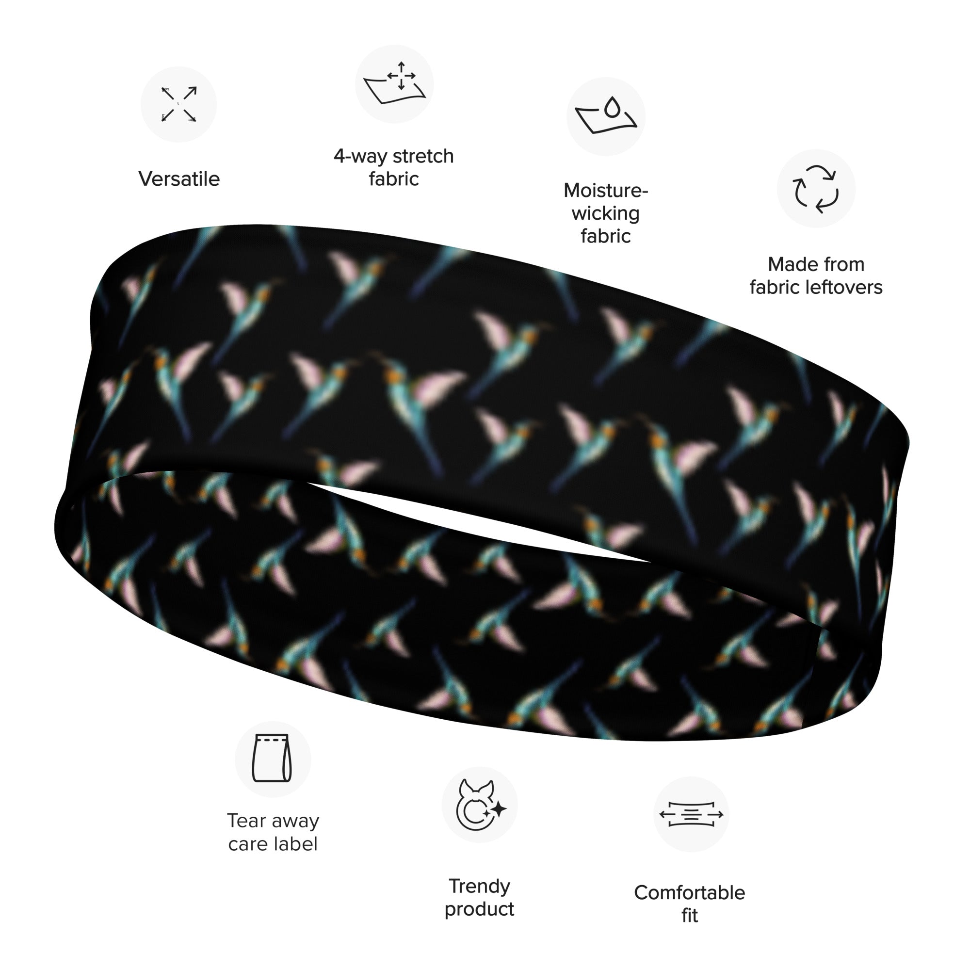 Hummingbirds Black Headband