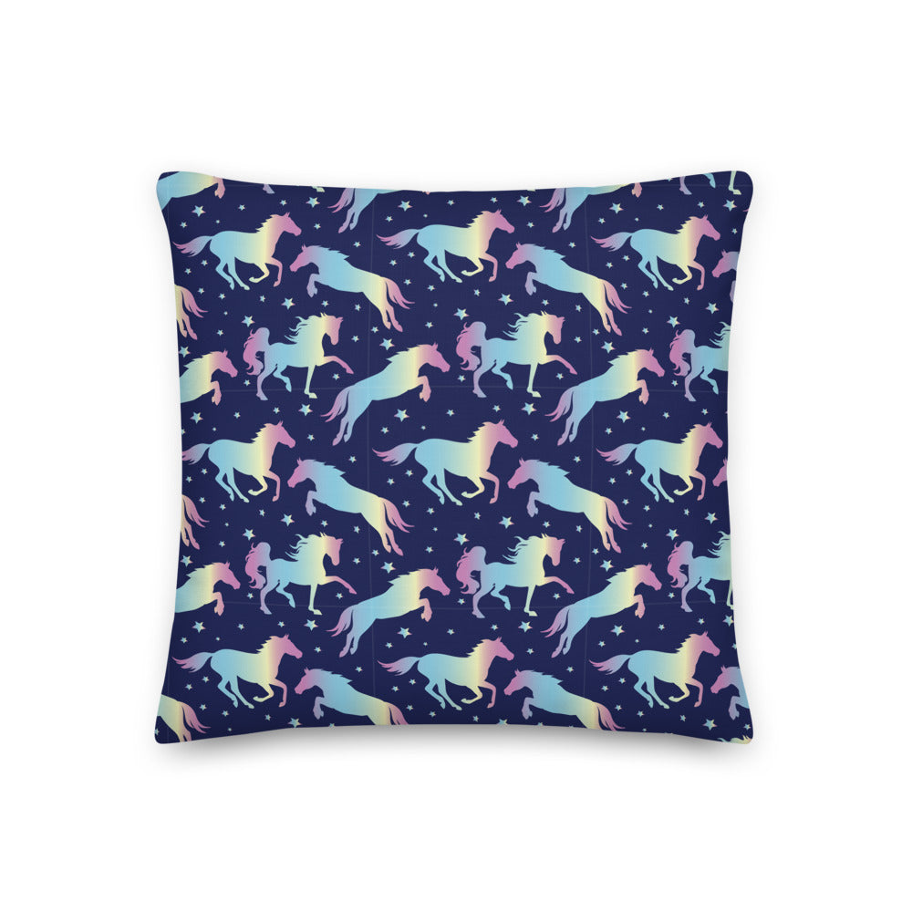 Rainbow Horses & Stars Throw Pillows