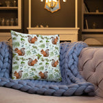 Squirrels & Pine Cones Christmas Throw Pillows