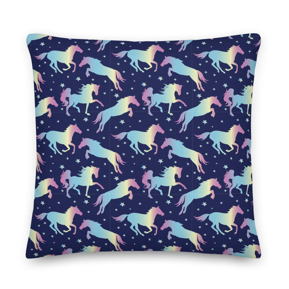 Rainbow Horses & Stars Throw Pillows