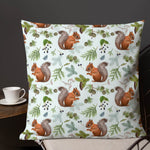 Squirrels & Pine Cones Christmas Throw Pillows