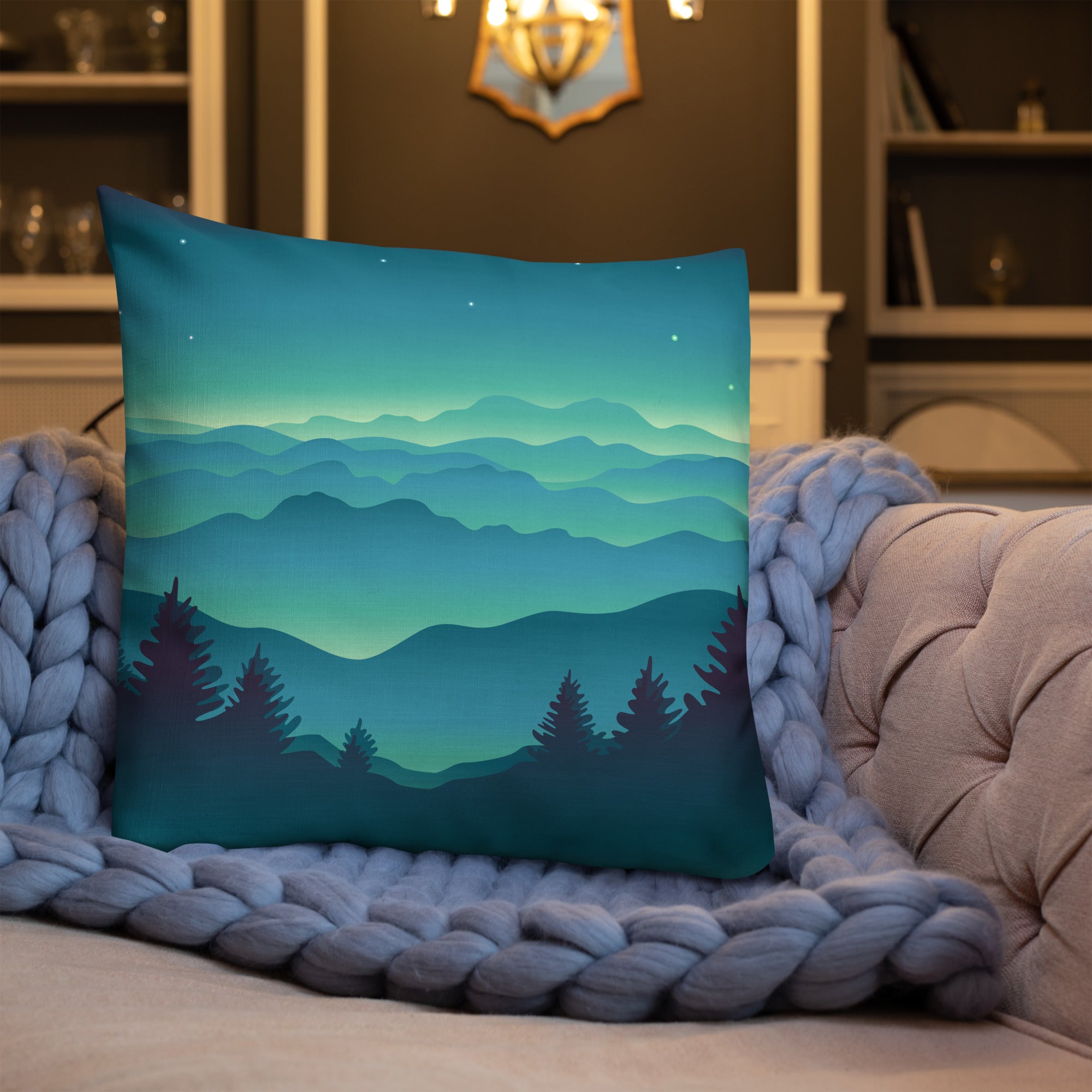 Forest & Aurora Borealis Throw Pillows