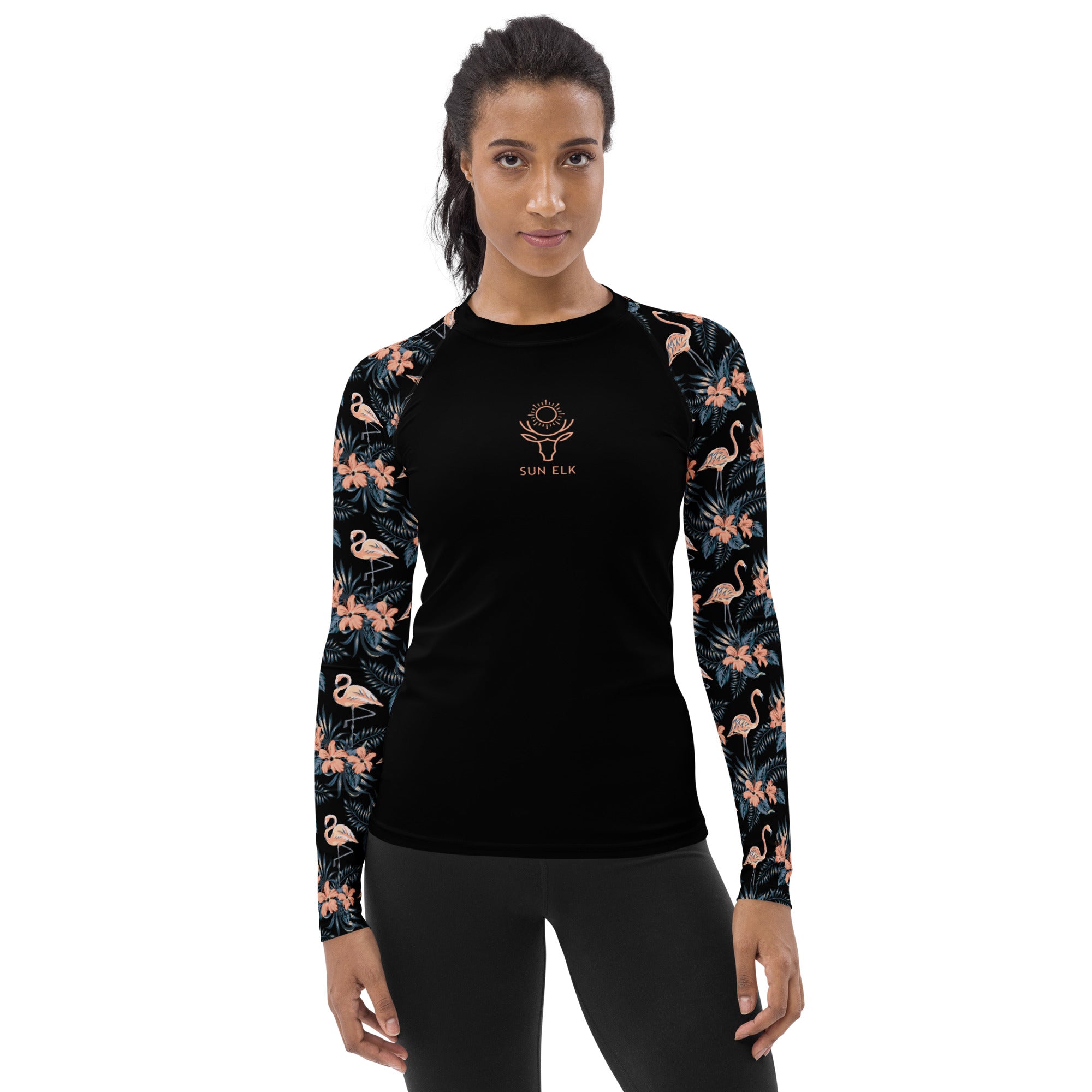 Flamingos & Tropical Flowers Women's Rash Guard