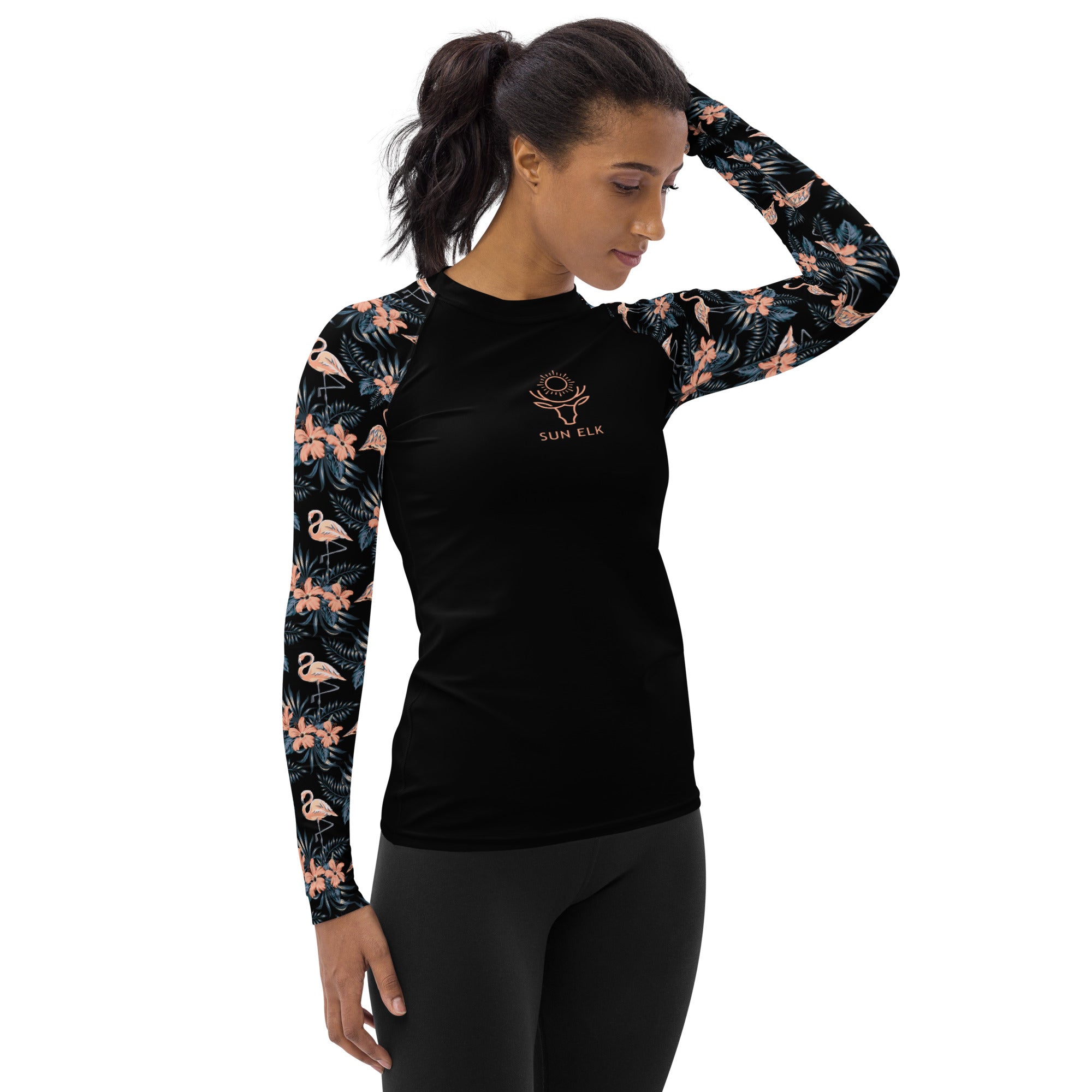 Flamingos & Tropical Flowers Women's Rash Guard