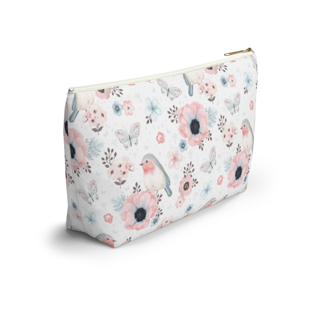 Red Robin, Butterflies & Flowers T-Bottom Accessories Pouch