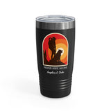 Never Hike Alone Person & Dog Long Ringneck Tumbler Travel Mugs, 20oz