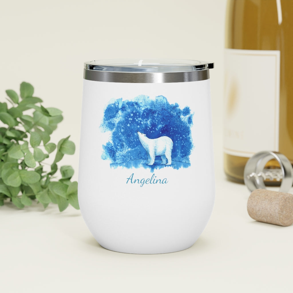 Personalized Polar Bear Wine Tumbler, 12oz