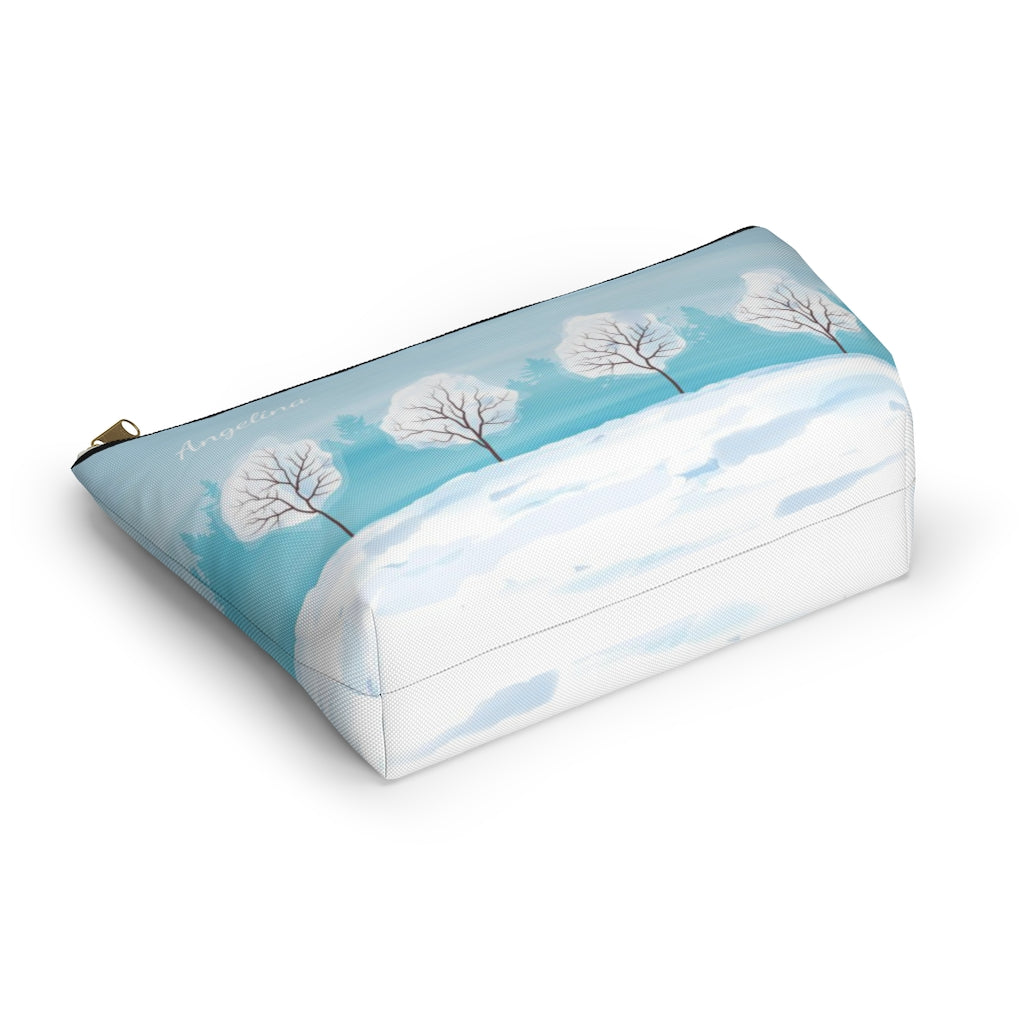 Personalized Snowy Trees Accessories Pouch