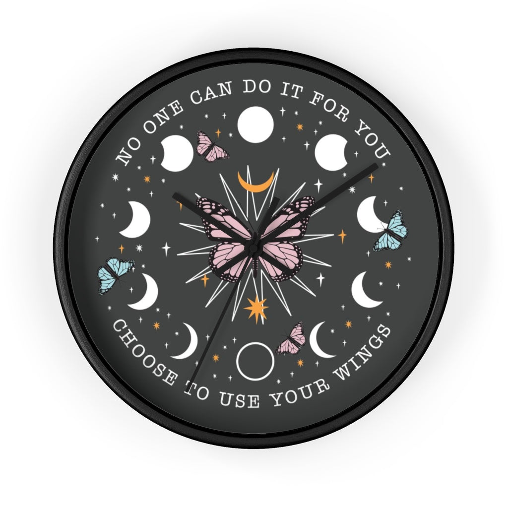 Butterflies & Lunar Moon Phase Wall Clock