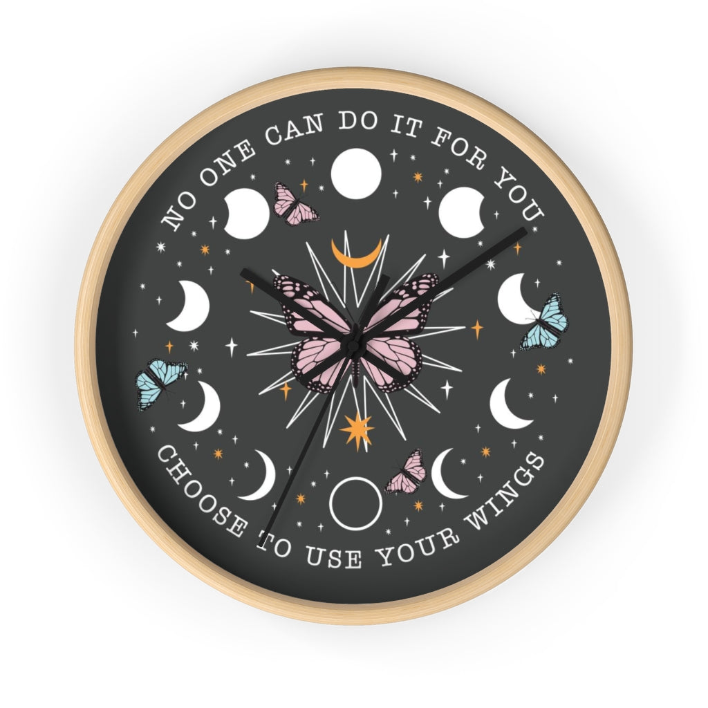 Butterflies & Lunar Moon Phase Wall Clock