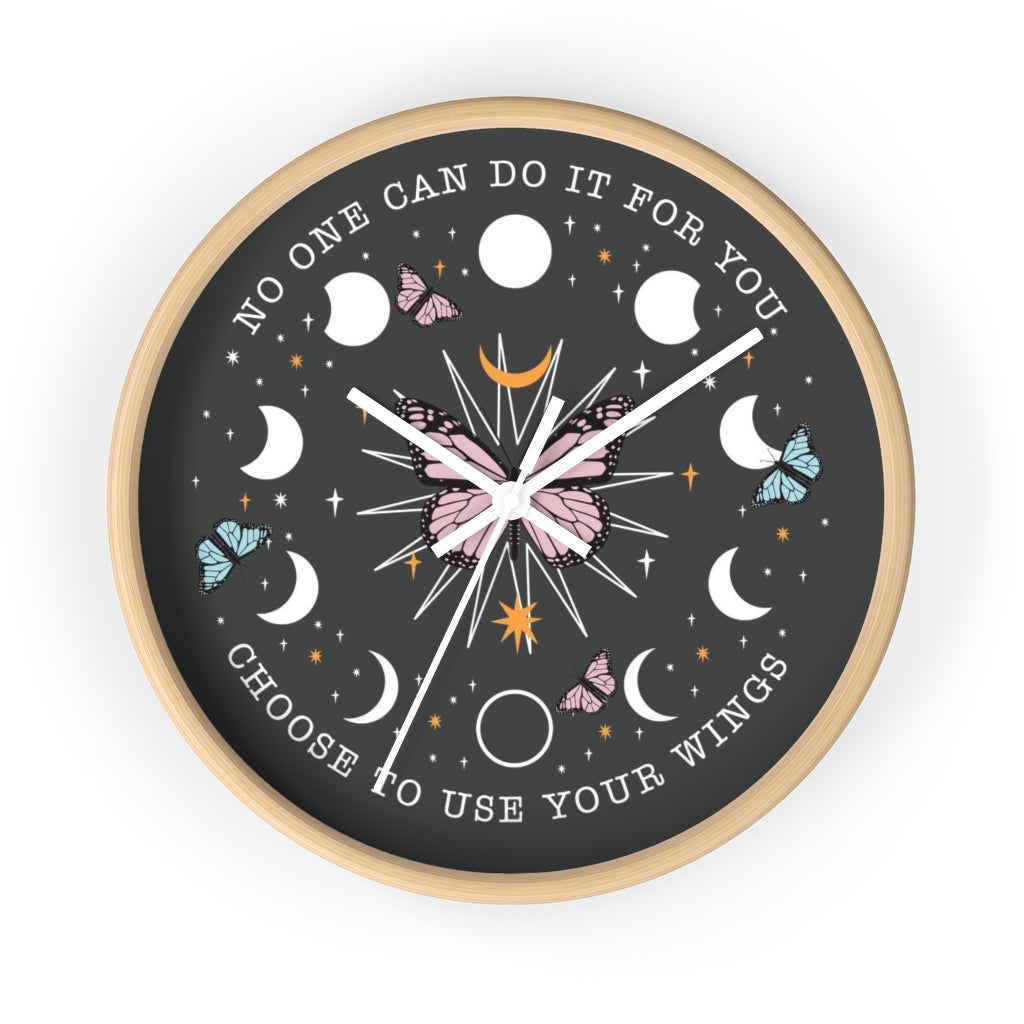 Butterflies & Lunar Moon Phase Wall Clock