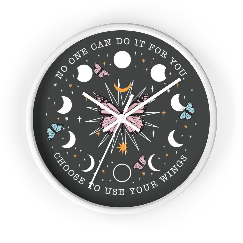 Butterflies & Lunar Moon Phase Wall Clock