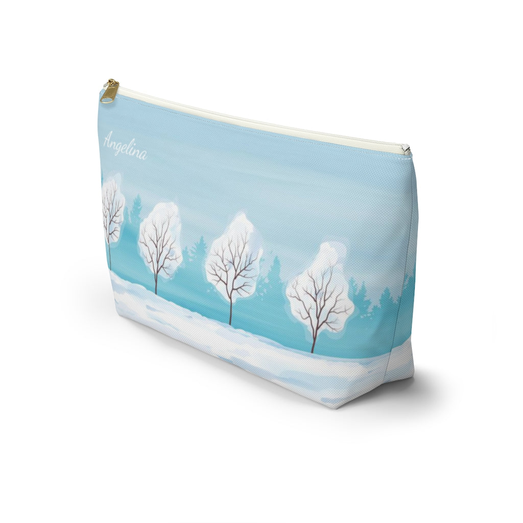 Personalized Snowy Trees Accessories Pouch