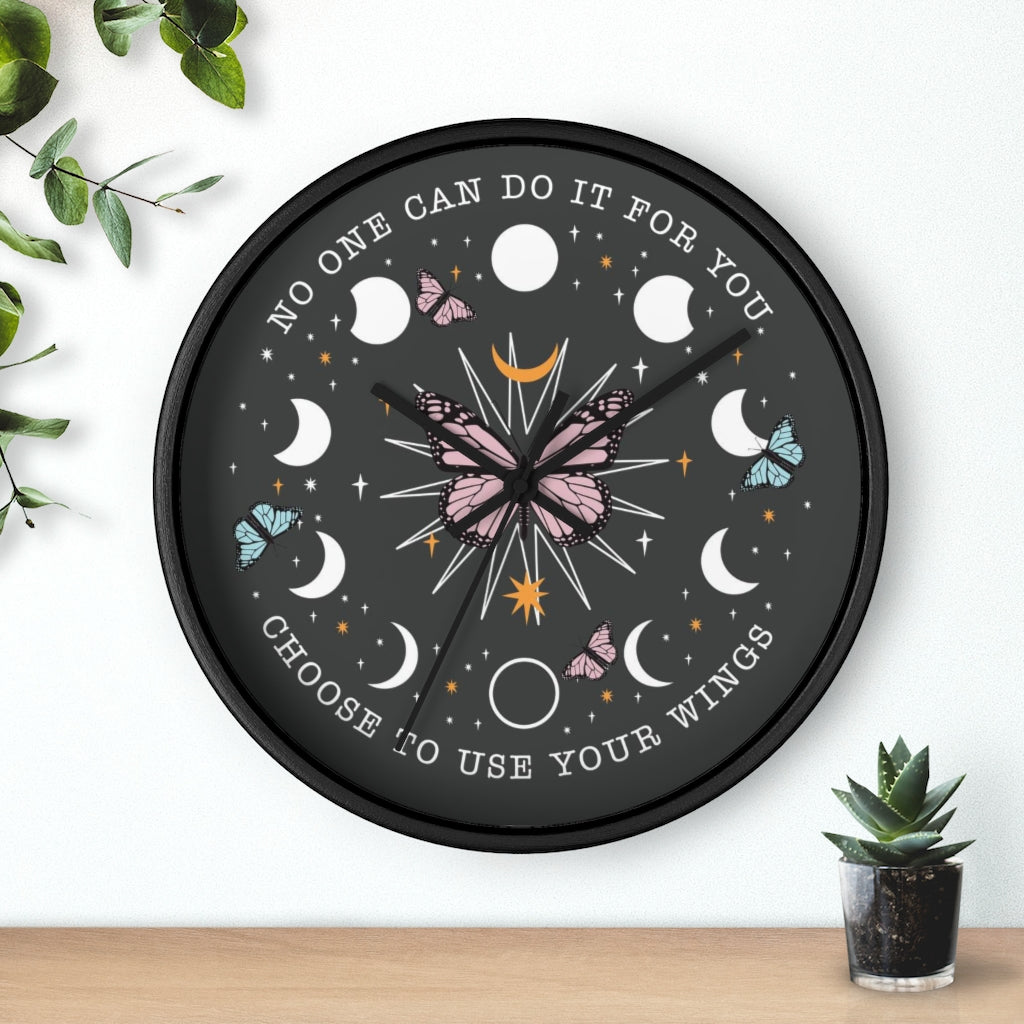 Butterflies & Lunar Moon Phase Wall Clock