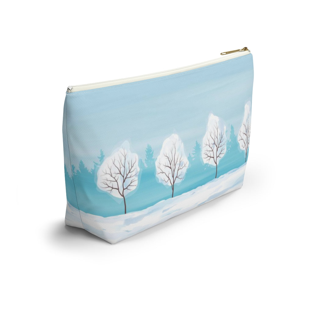 Personalized Snowy Trees Accessories Pouch