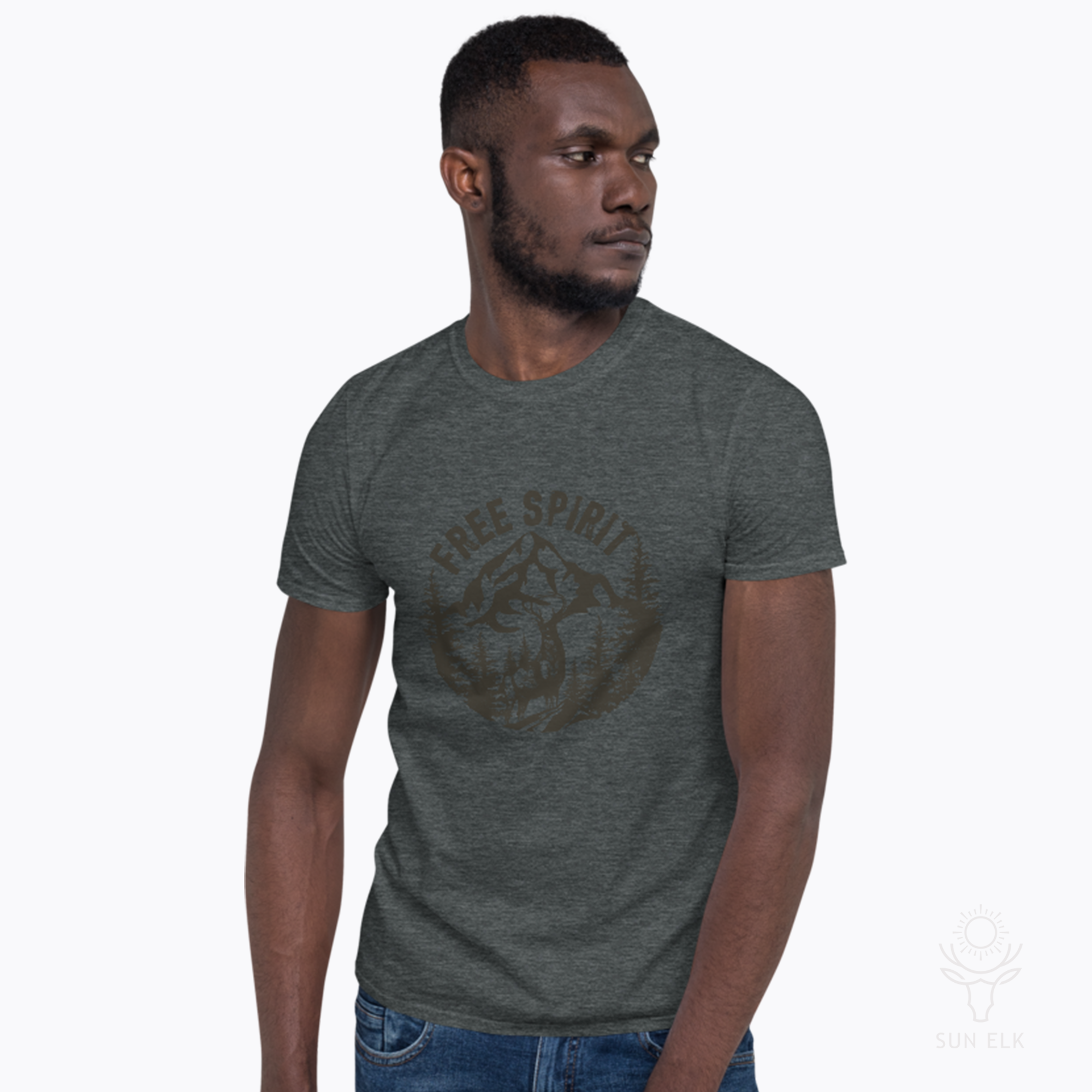 Free Spirit Elk & Mountains Softstyle T-Shirt