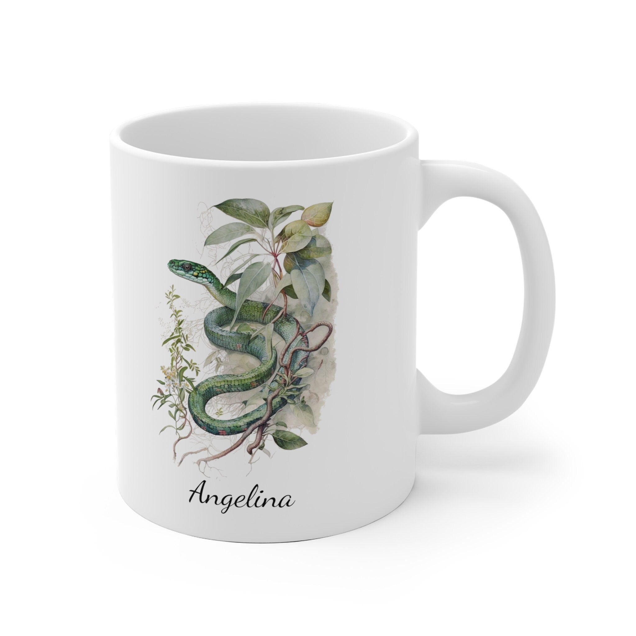 Personalized Green Tree Snake Coffee Mug