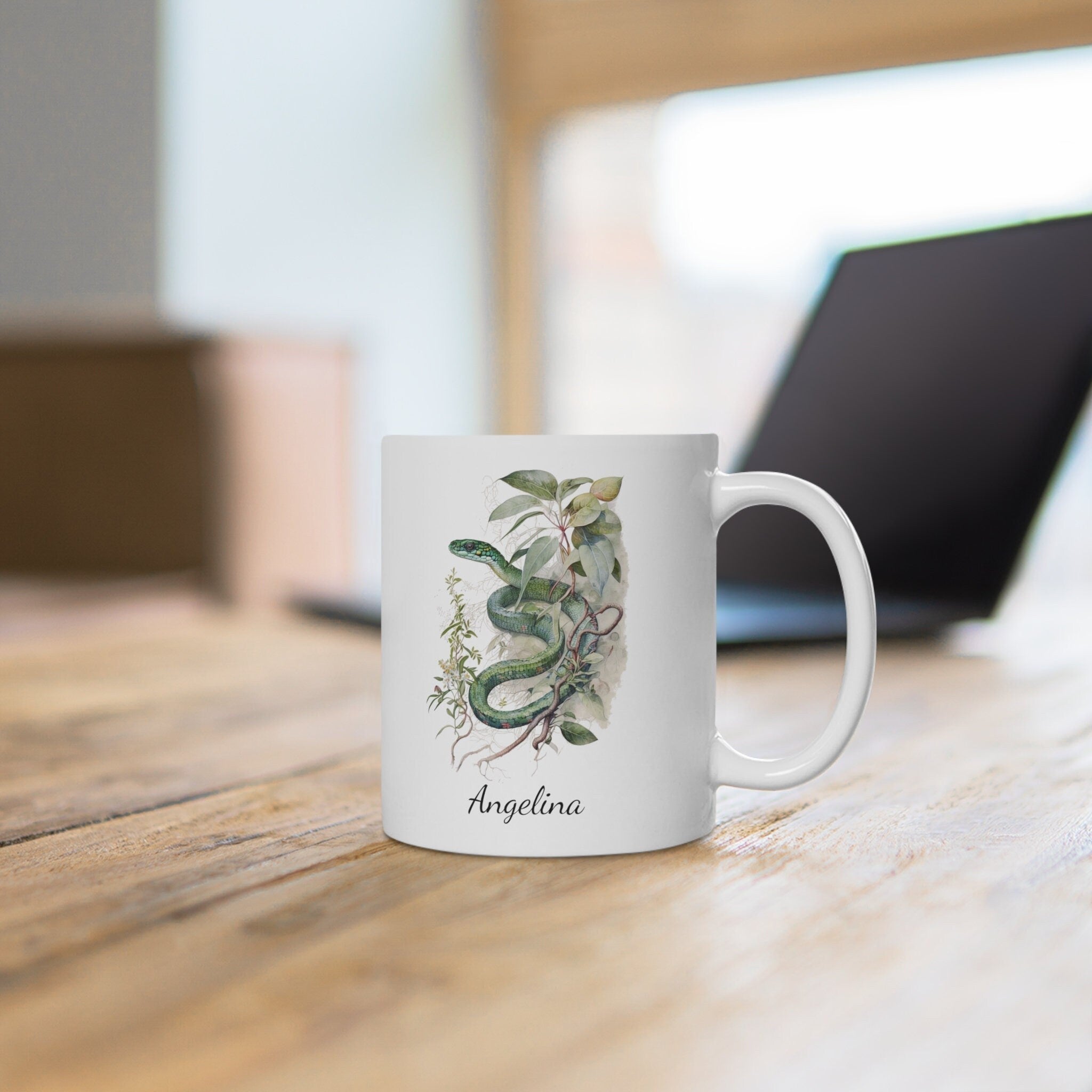Personalized Green Tree Snake Coffee Mug