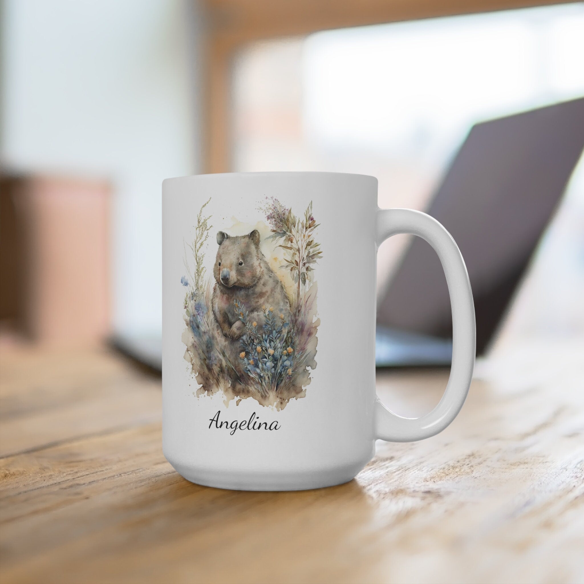Personalized Wombat & Wildflowers Coffee Mug
