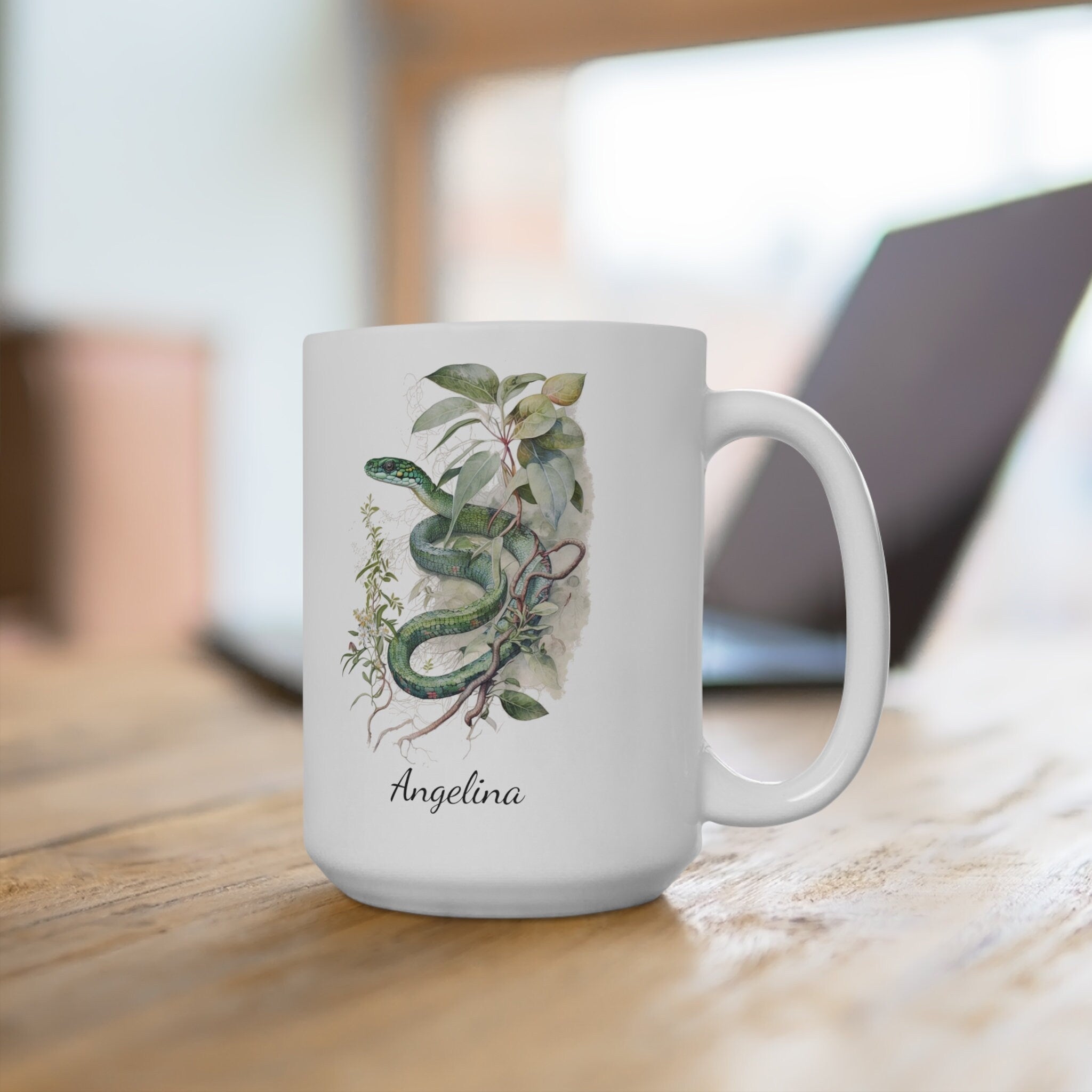 Personalized Green Tree Snake Coffee Mug