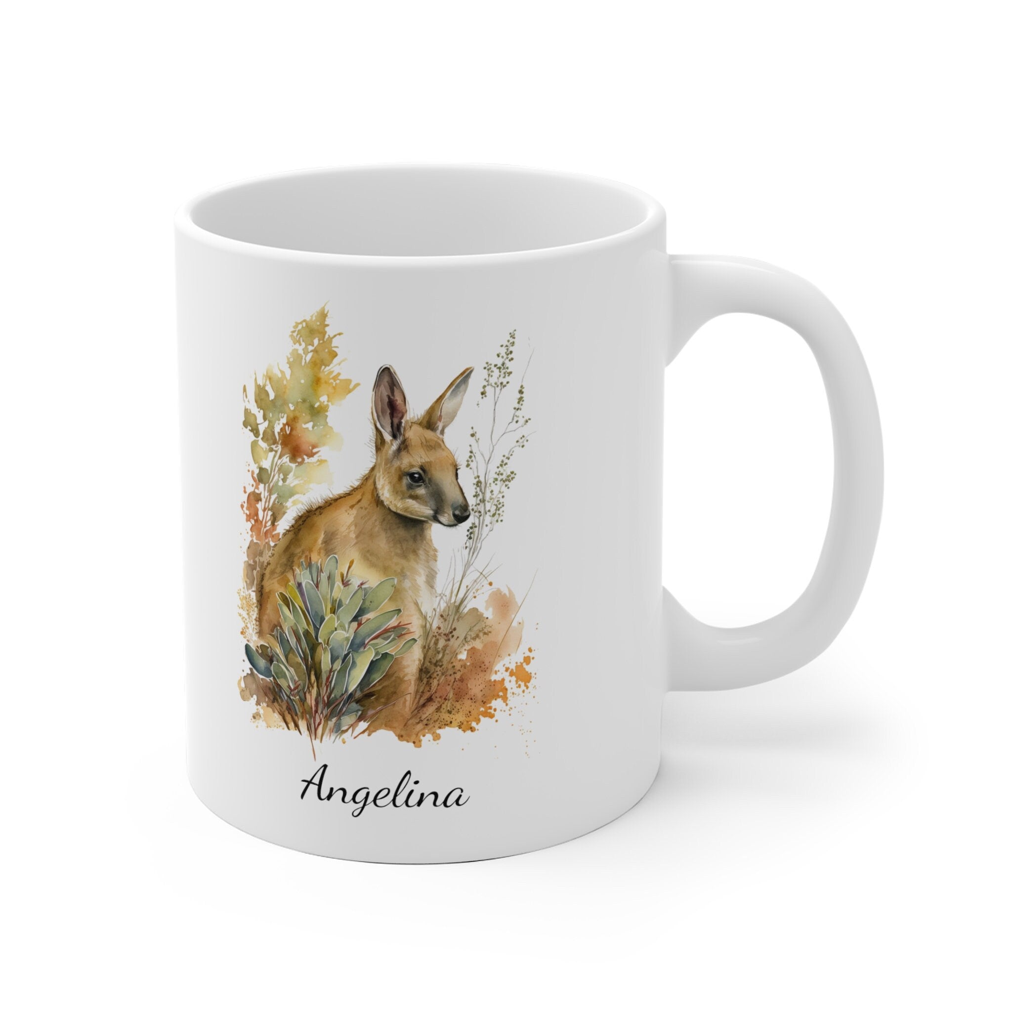 Personalized Kangaroo & Wildflowers Coffee Mug