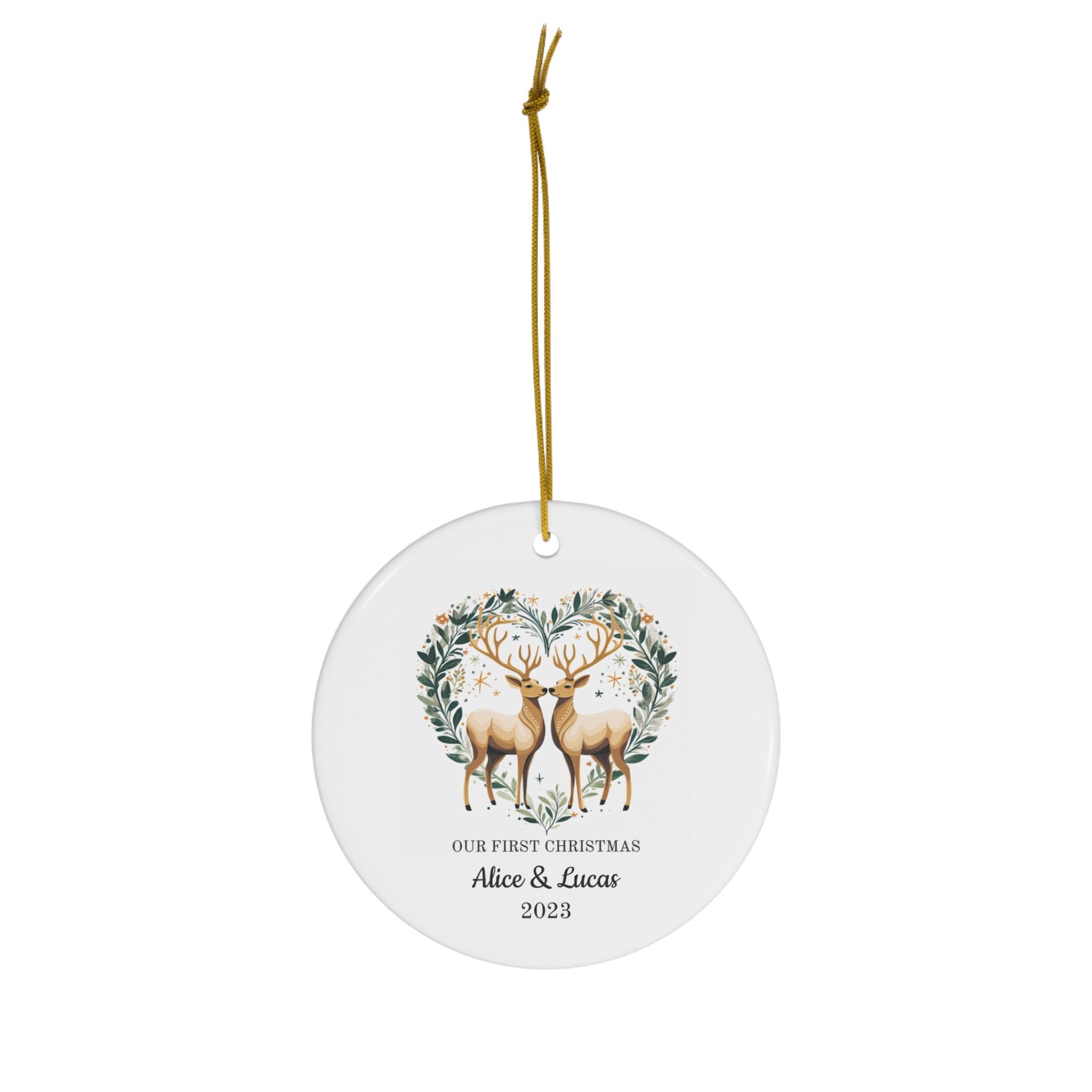 Personalized Our First Christmas Couples Reindeer Ornament