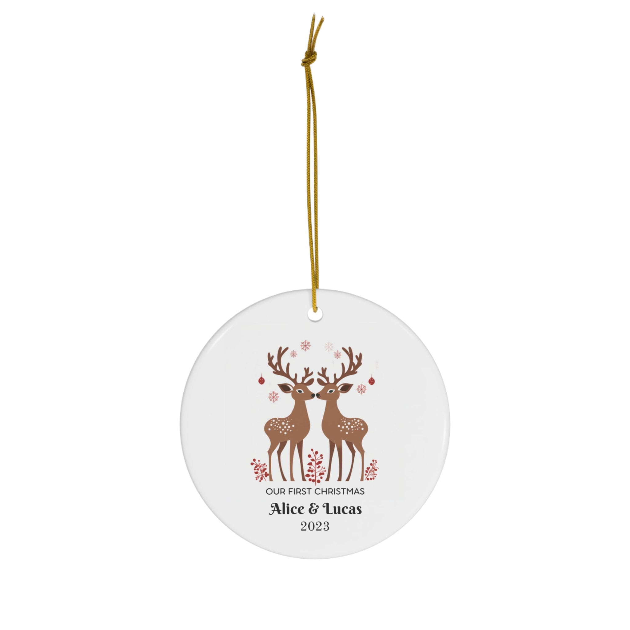 Personalized Our First Christmas Reindeer Couples Ornament