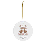 Personalized First Christmas Engaged Reindeer Ornament