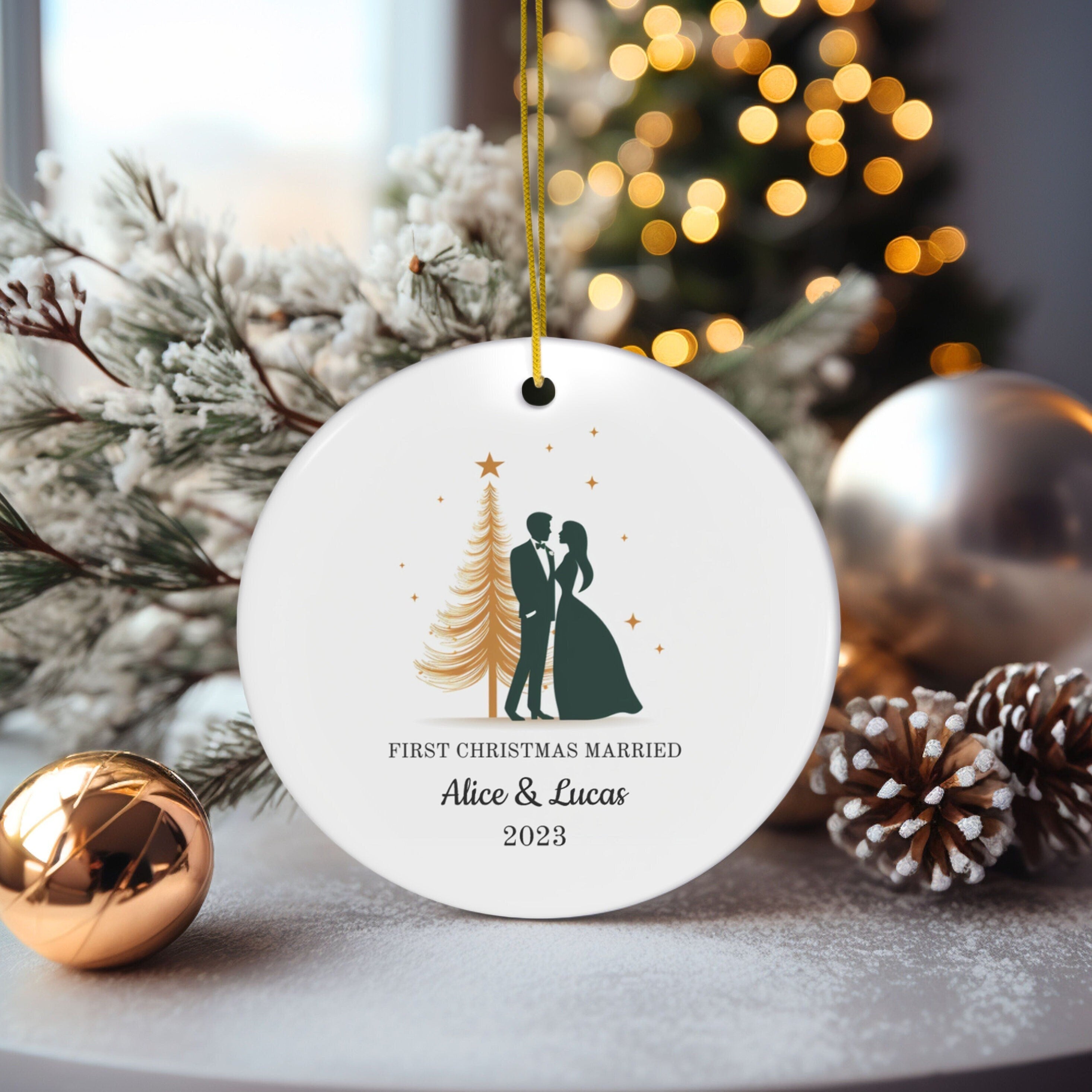 Personalized First Christmas Married Ornament