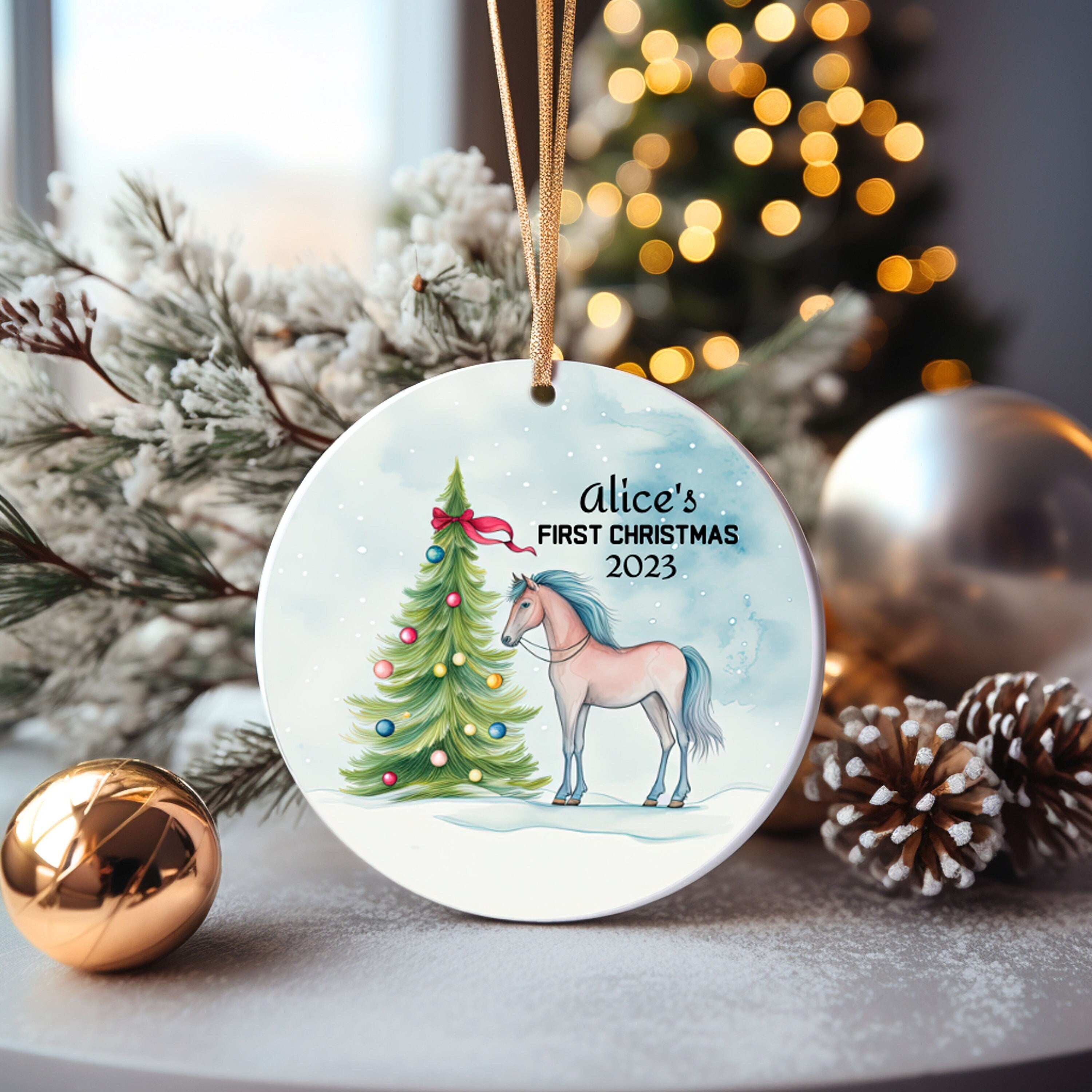 Personalized Child's First Christmas Horse Ornament