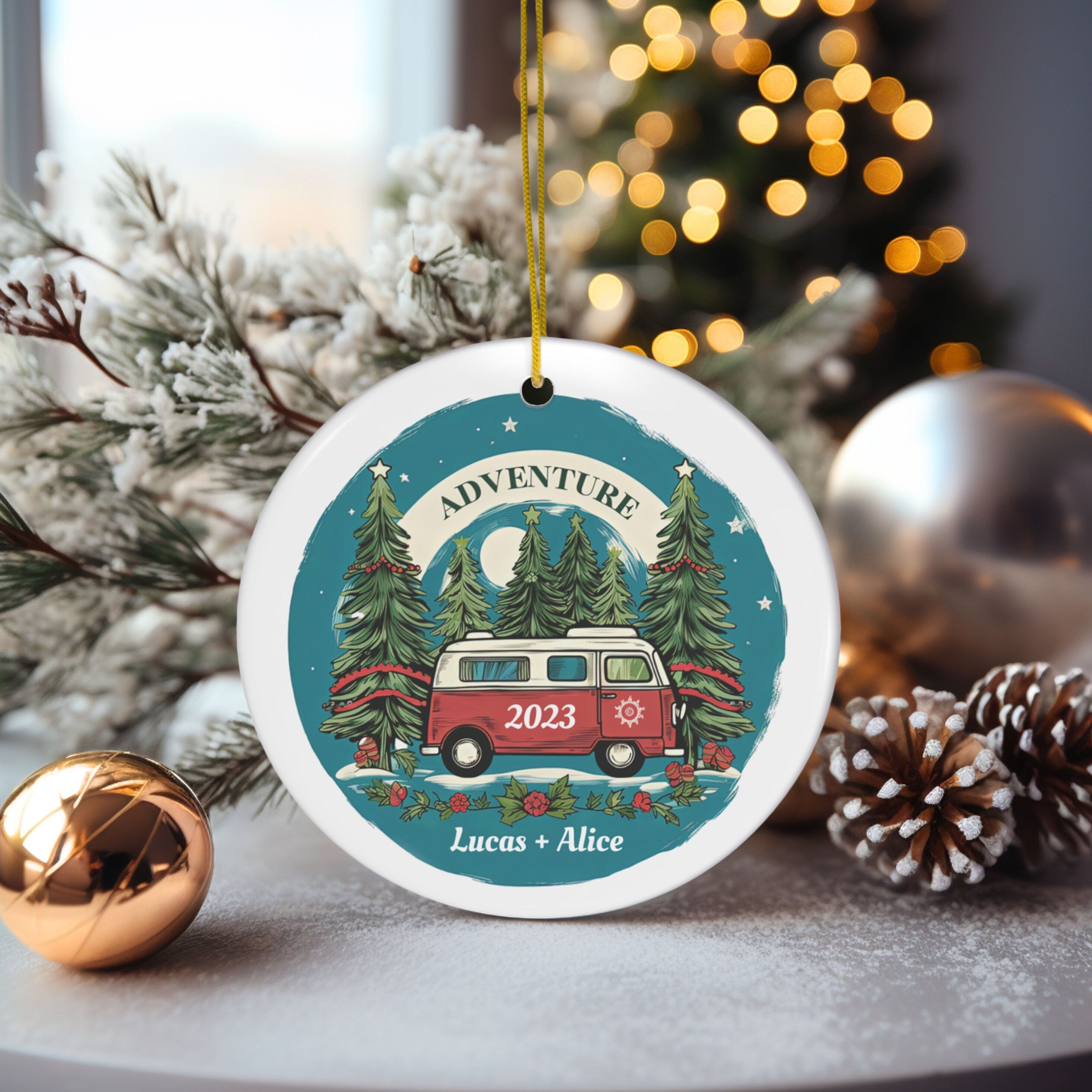 Personalized RV Van, Camping & Adventure Ornament