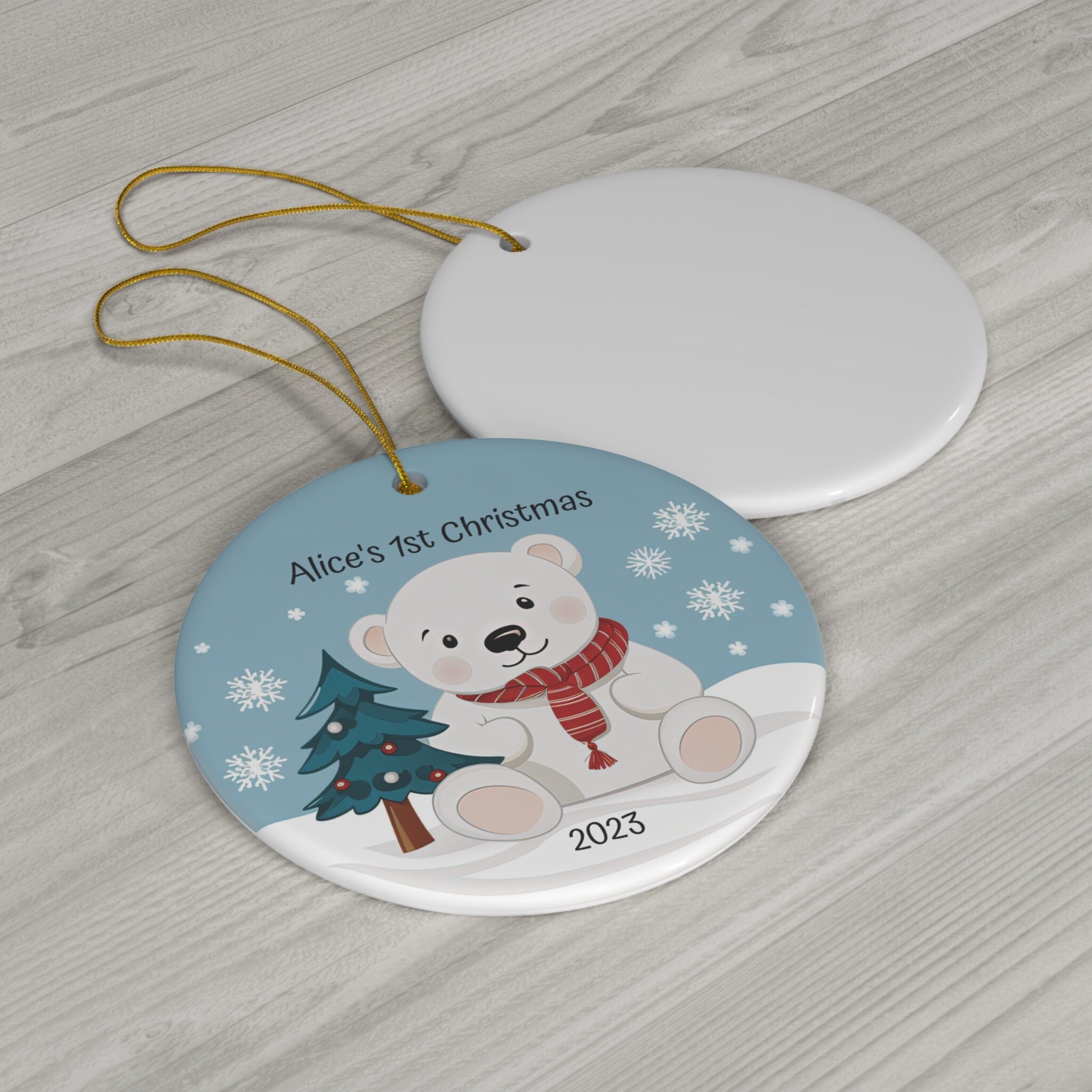 Personalized Child's First Christmas Bear Ornament