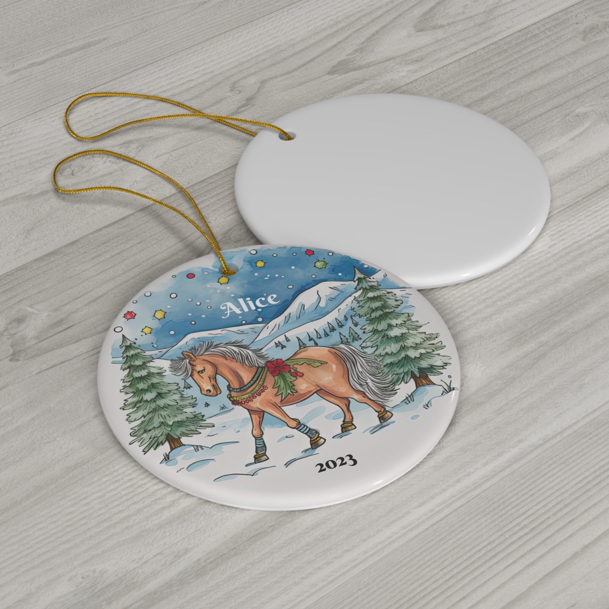Personalized Horse & Snow Ornament