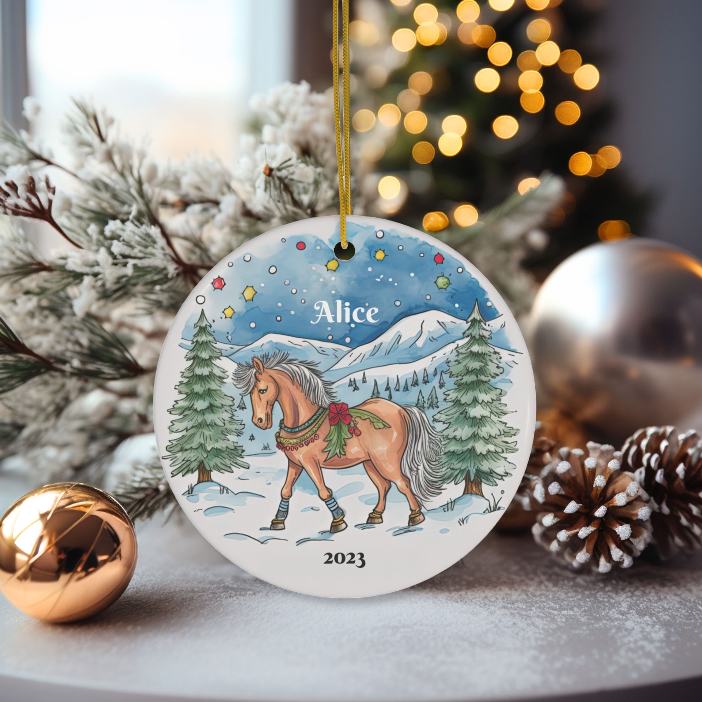 Personalized Horse & Snow Ornament