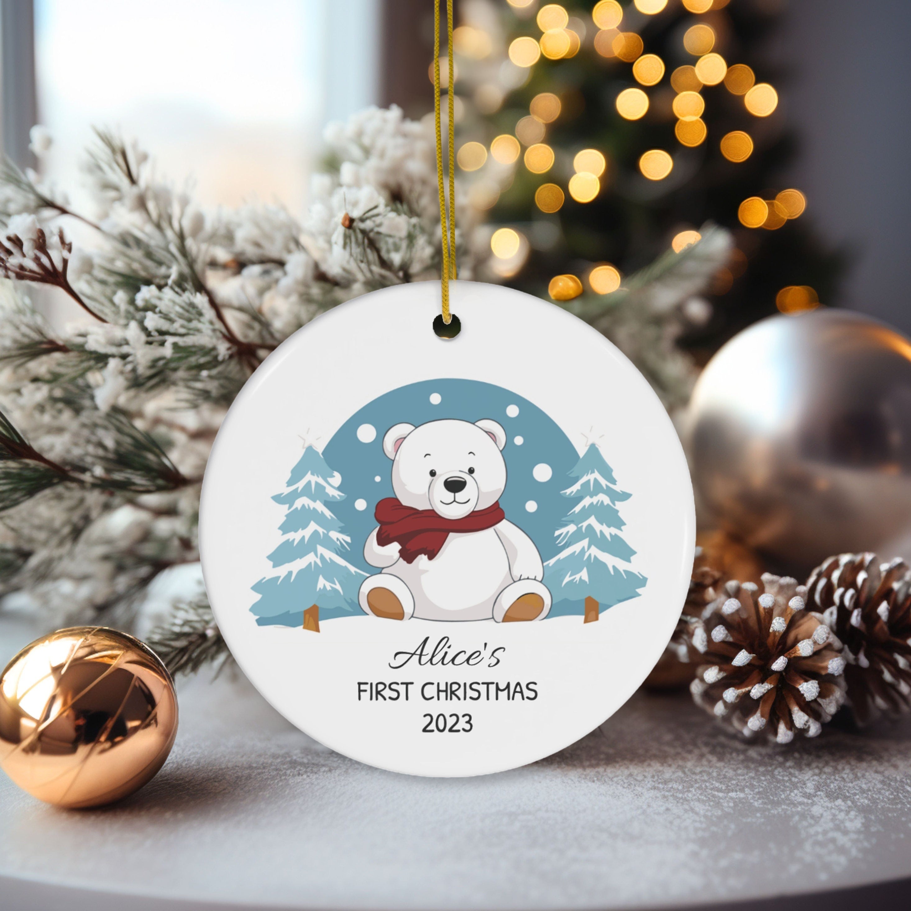 Personalized Child's First Christmas Polar Bear Ornament