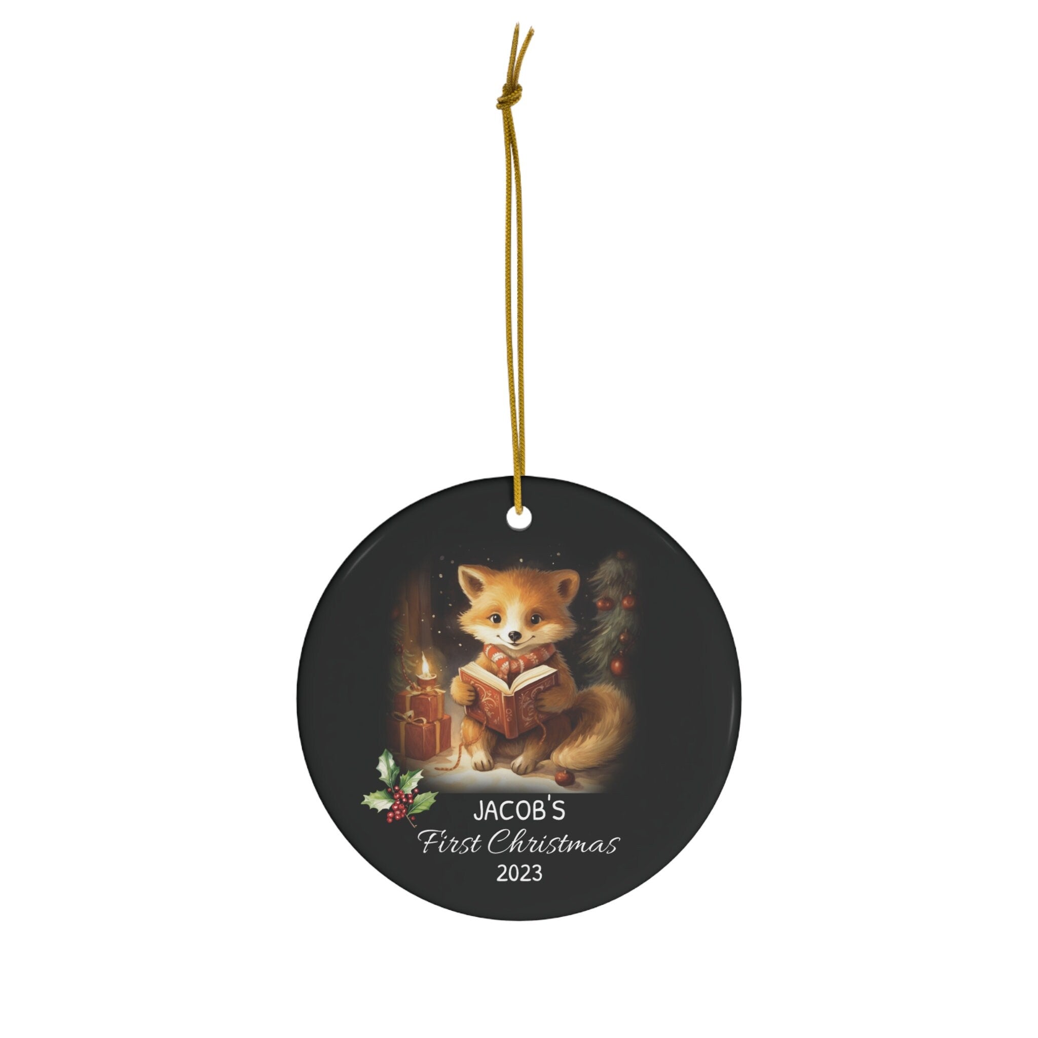 Personalized Fox On Christmas Eve Ornament