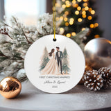 Personalized First Christmas Married Watercolor Ornament