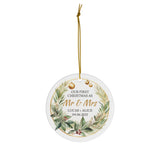 Personalized Mr & Mrs First Christmas Married Floral Ornament