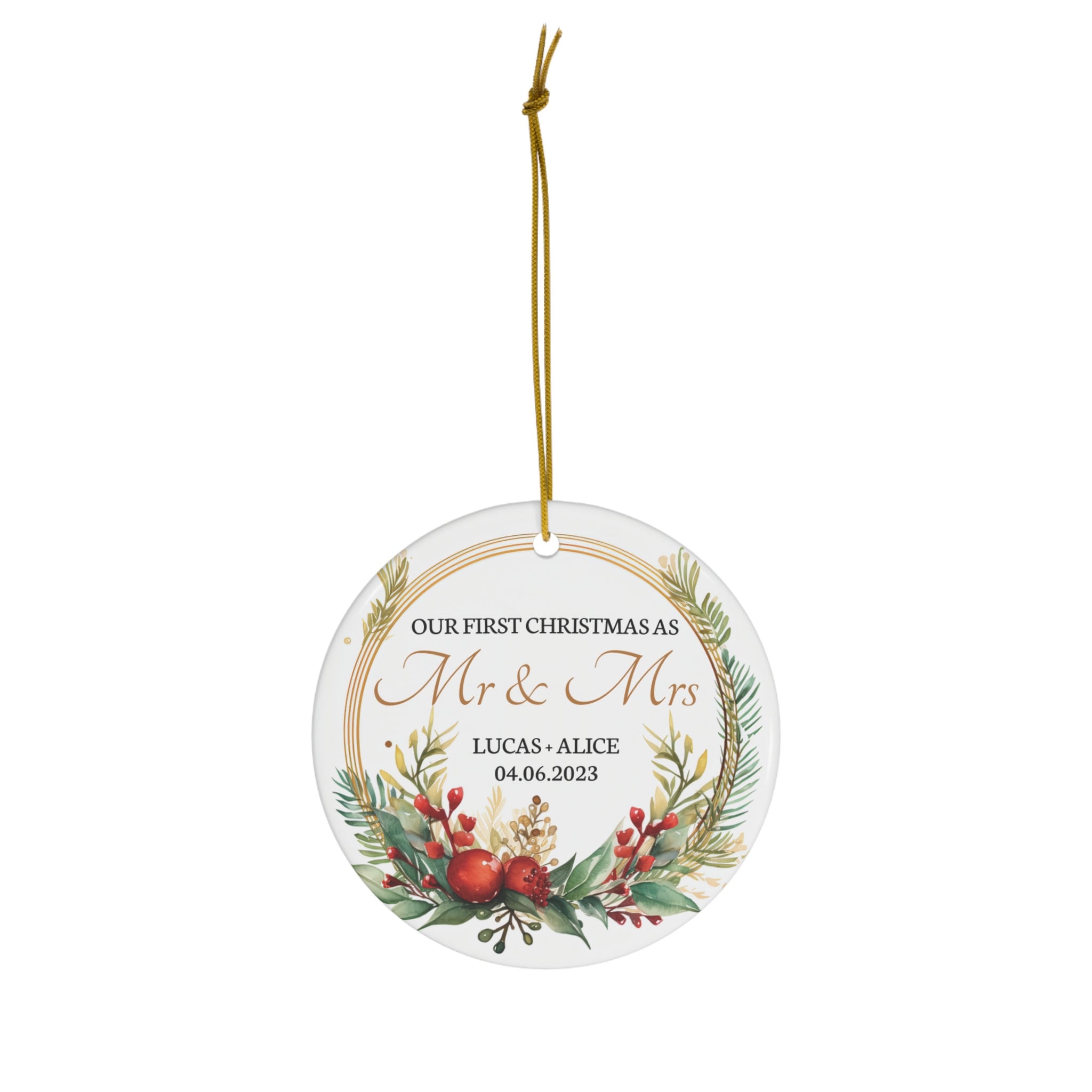 Personalized Mr & Mrs First Christmas Married Ornament