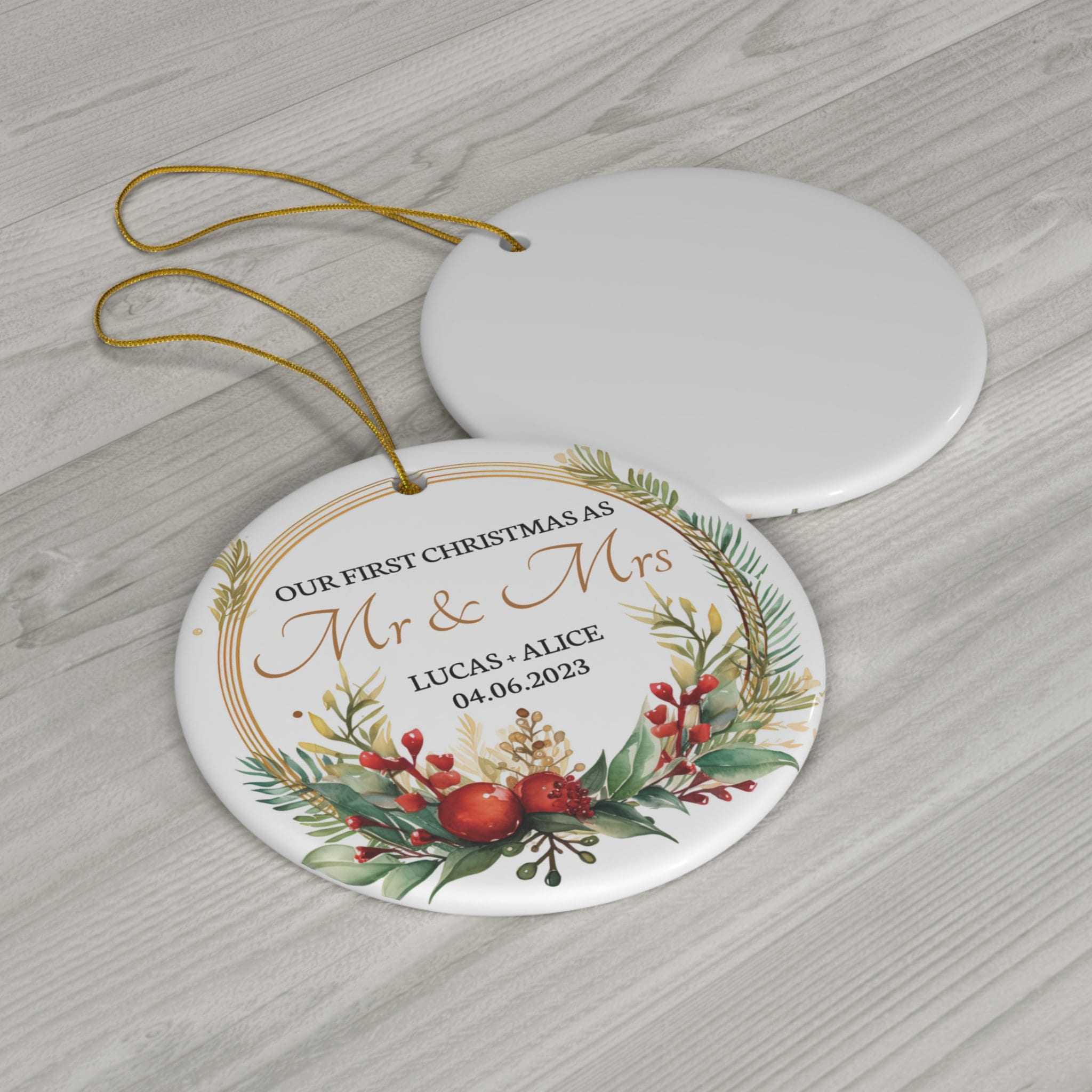 Personalized Mr & Mrs First Christmas Married Ornament