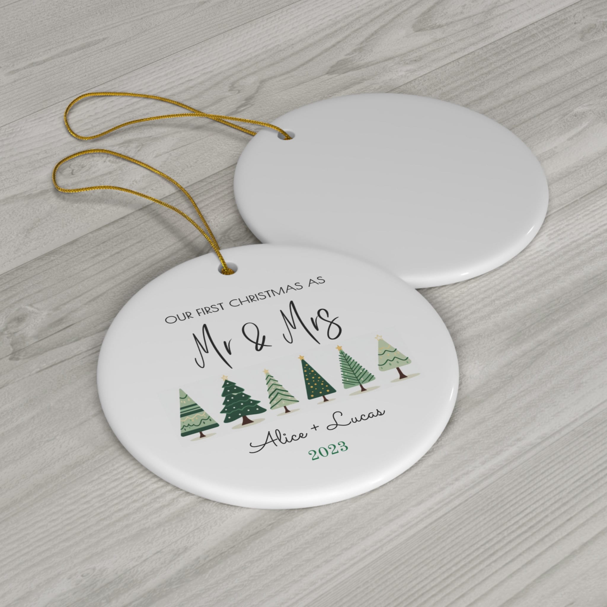 Personalized Mr & Mrs First Christmas Married Ornament
