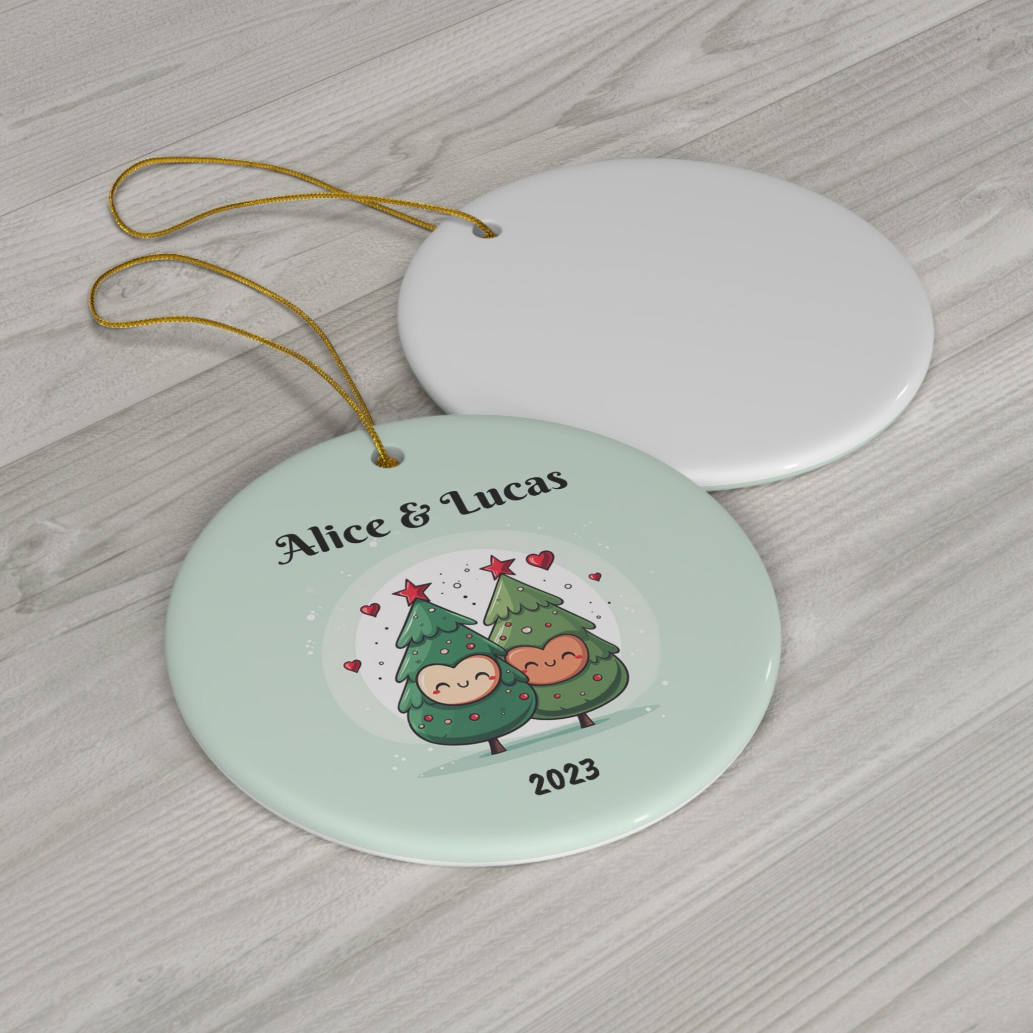 Personalized Cute Christmas Tree Couples Ornament