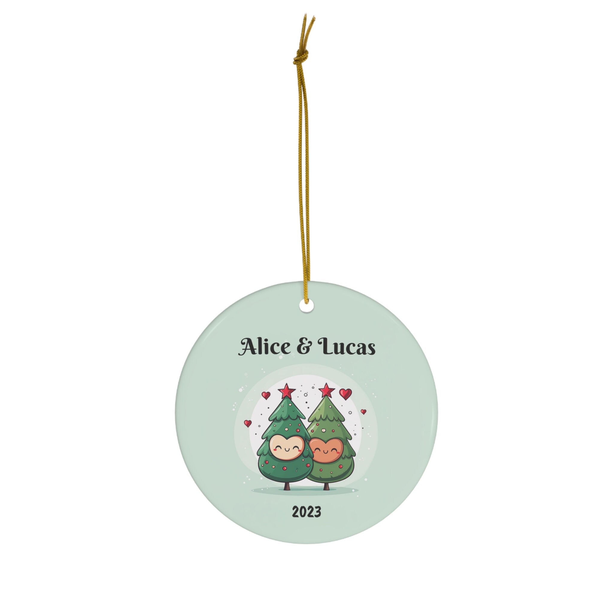 Personalized Cute Christmas Tree Couples Ornament