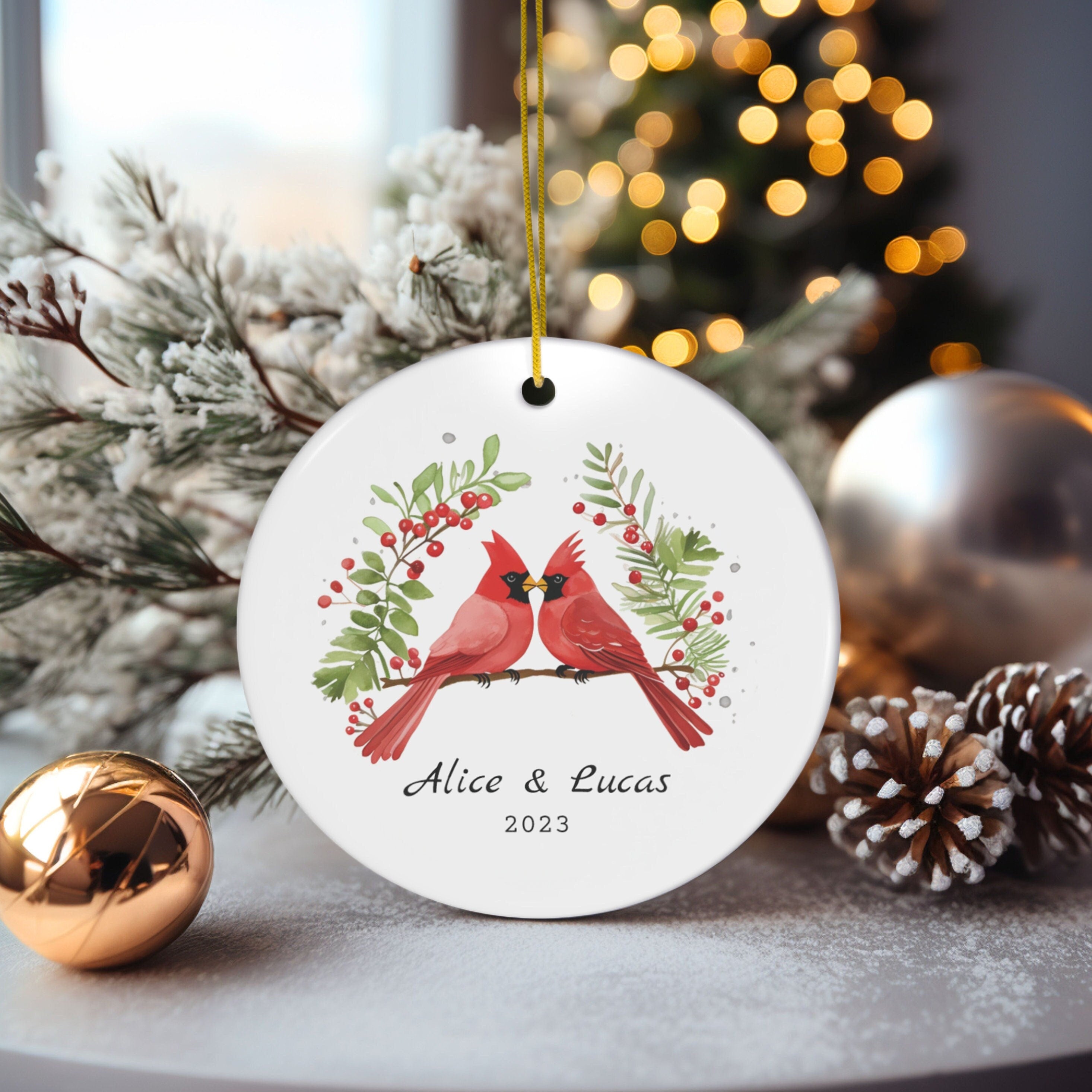 Personalized Cardinal Birds Ornament