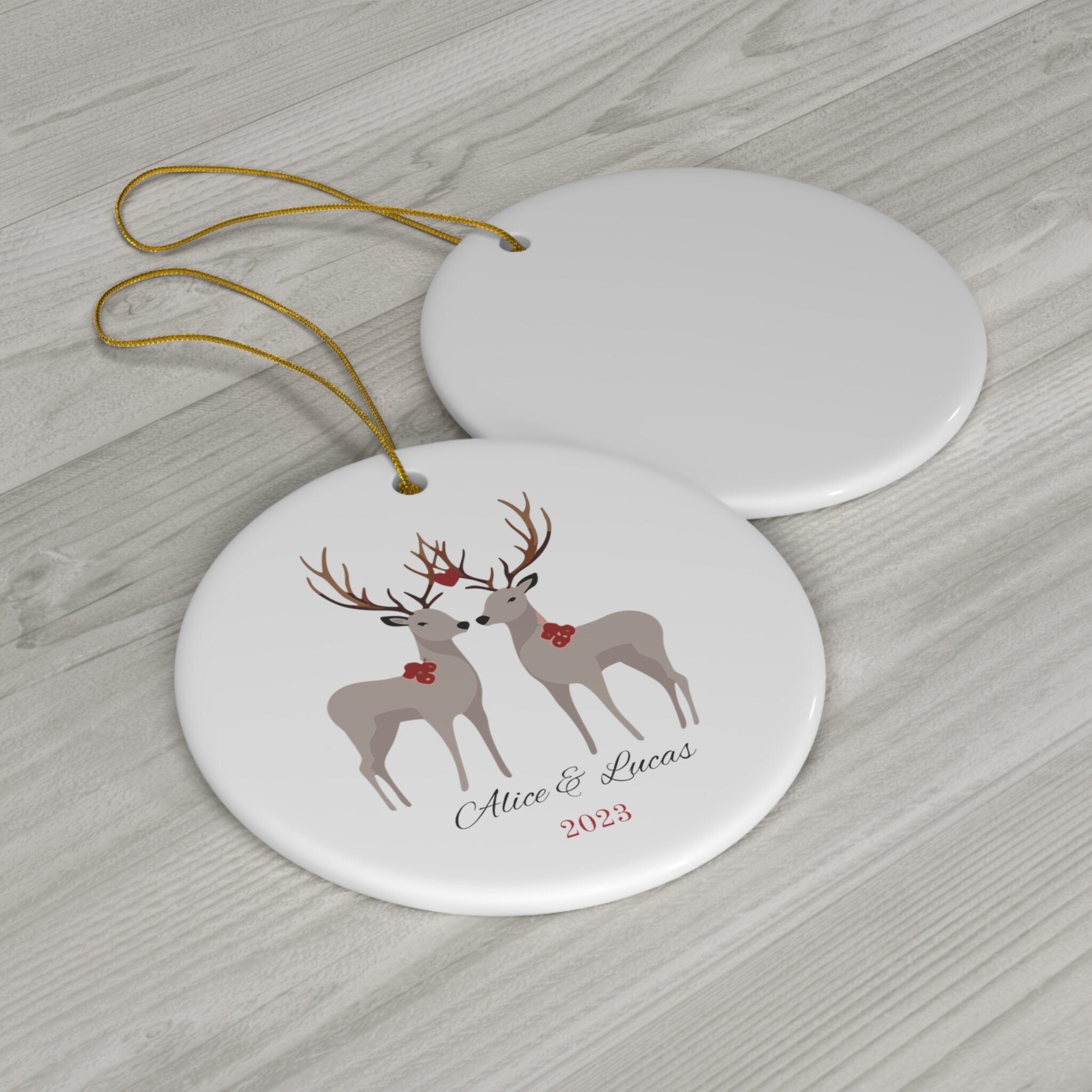 Personalized Our First Christmas Reindeer Couples Ornament