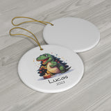 Personalized Child's First Christmas T-Rex Dinosaur Ornament