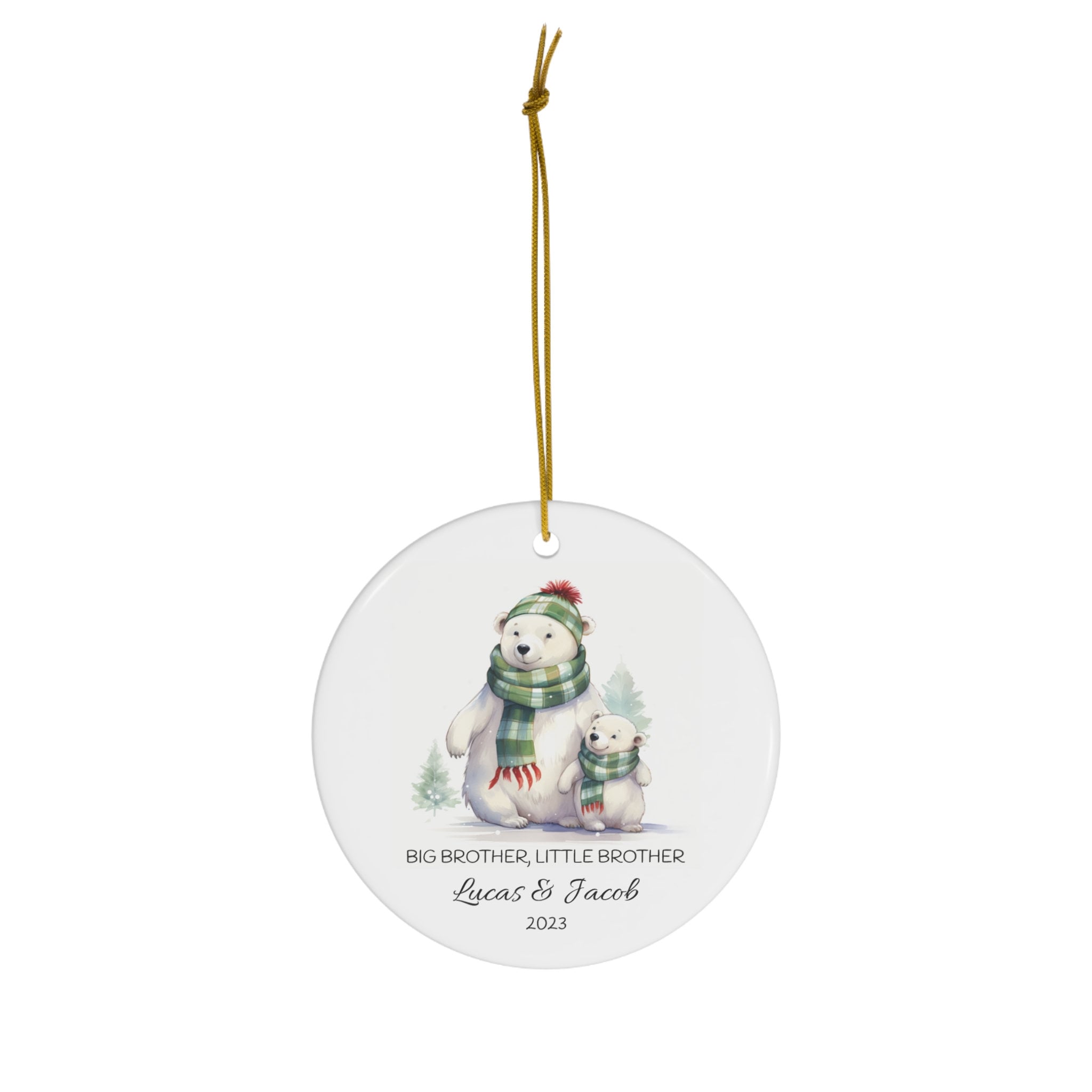 Personalized Big Brother Little Brother Polar Bear Ornament