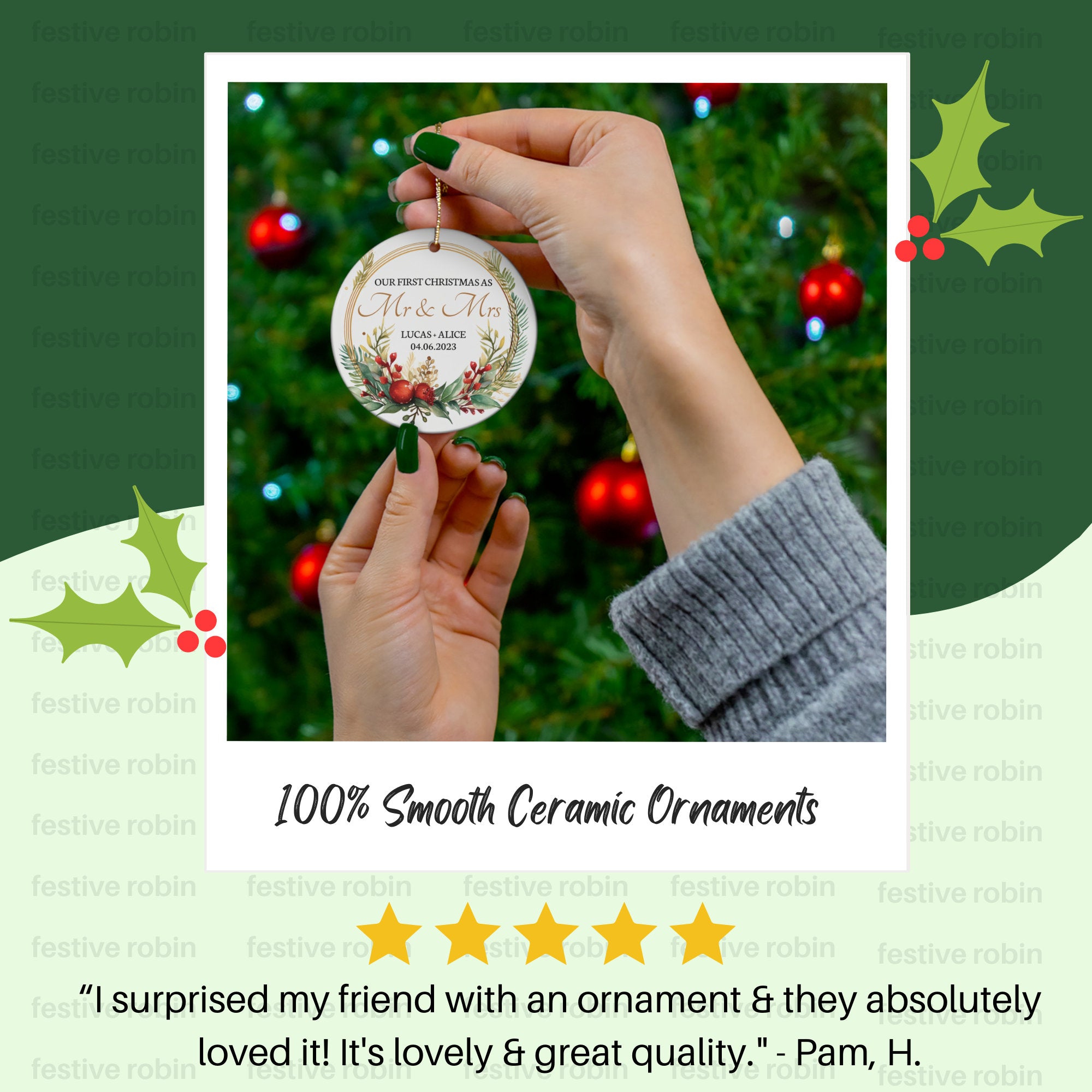 Personalized Mr & Mrs First Christmas Married Ornament