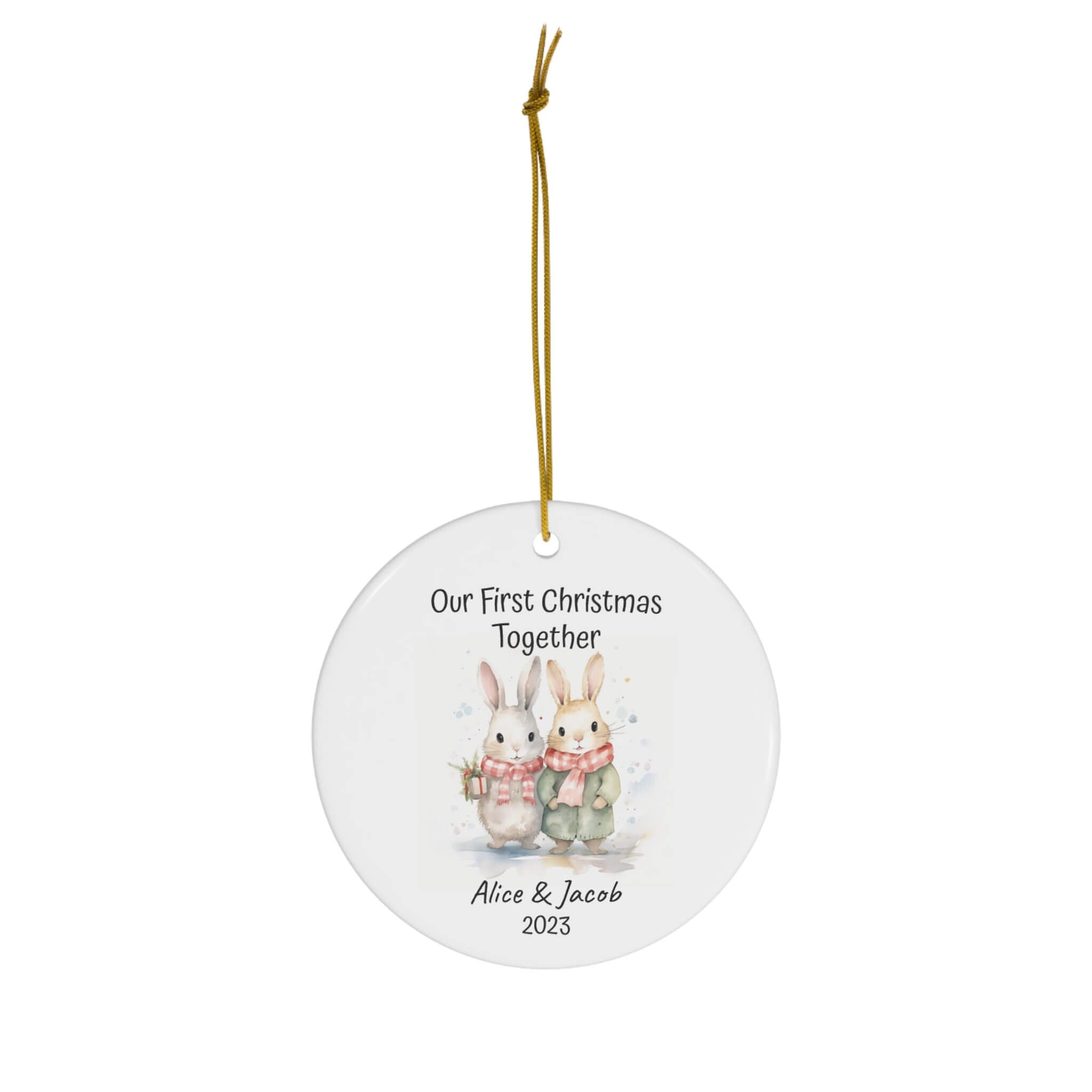 Personalized Our First Christmas Rabbit Couple Ornament